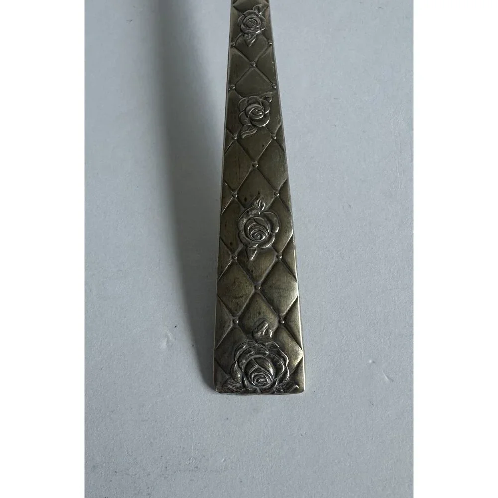 Vtg National Silver Co‎ Silverplate ROSE MARIE Serving Spoon 8.5